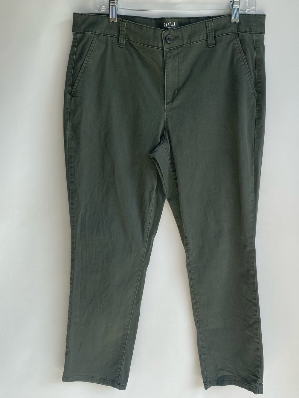 a.n.a cotton stretch cropped chino olive green casual ankle length pant 12